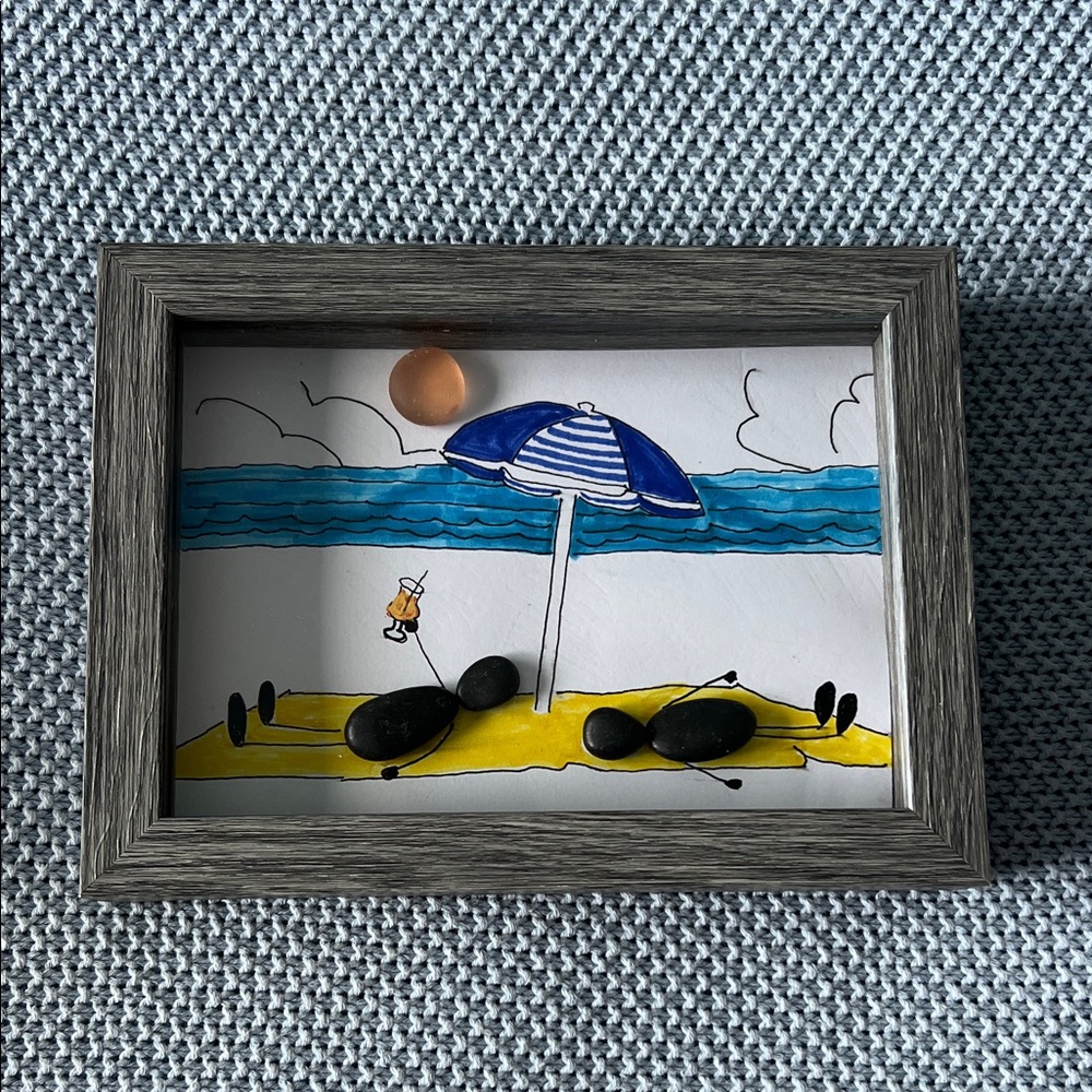 Beach Scene Pebble Art